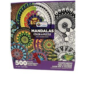 500-Piece Mandala Color-A-Puzzle - Adult Coloring Puzzle, New & Sealed Eco-Frien